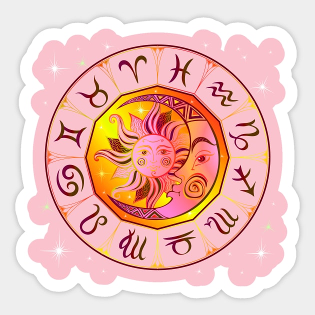 Zodiac Sign Wheel Sun Moon Sticker by letnothingstopyou